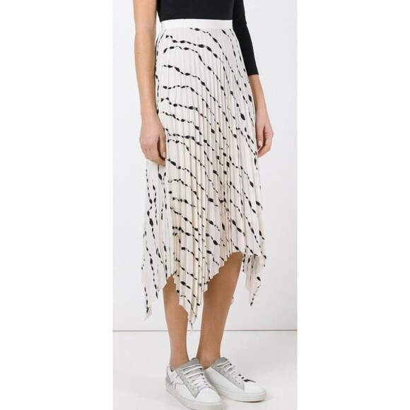 Helmut Lang Silk Printed Pleated Size 4 Women Skirt - Picture 10 of 11